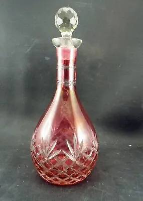 Buy Vintage Cranbery Red Flashed Decanter • 22.99£