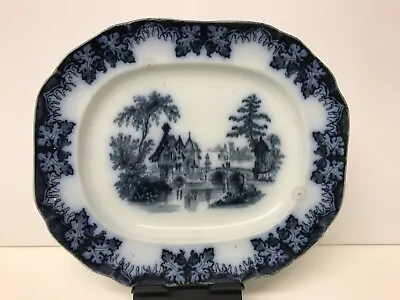 Buy Antique Flow Blue Small Meat Plate Kaolin Ware Rhine Pattern - Dimmock • 14.99£