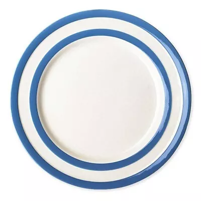 Buy Cornishware Round White Blue Stripe Ceramic Lunch Plate - 25cm • 19£