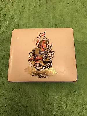 Buy Vintage 1960’s Sandland Ware Pottery Pirate Galleon Sailing Ship Trinket Box • 12.50£