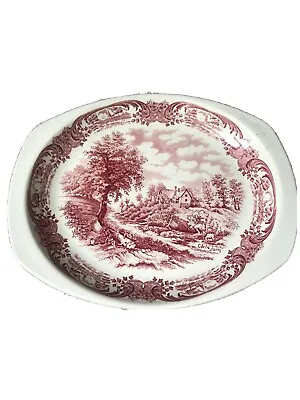 Buy Vintage W.H.Grindley Red Oval Platter Serving Plate Farm Staffordshire England • 8£