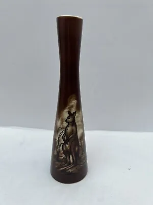 Buy Studio Anna Australian Pottery Vase Vintage Kangaroo Hand Painted 21cm Brown • 12£