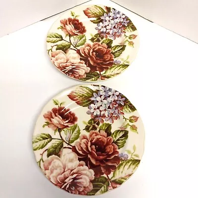 Buy Two 222 Fifth Heidi White Floral 8.75  Porcelain Fine China Plates Roses • 14.20£