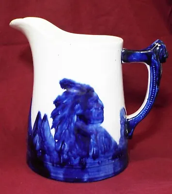 Buy Old Antique OLD SLEEPY EYE Blue & White Stoneware Pottery PITCHER Tepees Indian • 71.15£