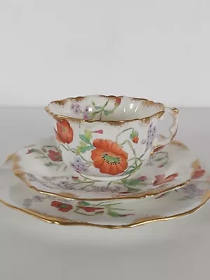 Buy Rare Antique Hammersley & Co Poppies Gilded Tea Cup, Saucer And Plate • 85£