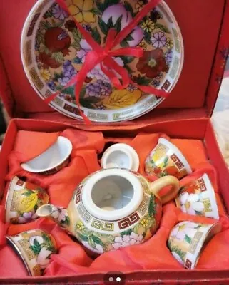 Buy VINTAGE Chinese Porcelain Miniature Tea Set Original Box NEW • 18£