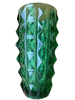 Buy Vintage Sklo Union Czech Glass Vase Green Bullet Shaped. Good Order. Beautiful • 39.99£