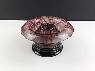 Buy Complete Davidson Art Deco Purple Cloud Glass Bowl With Frog And Plinth, 1930s • 38£