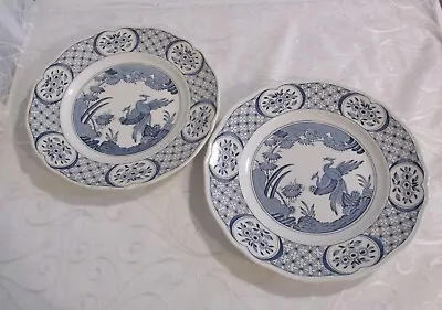 Buy 2 X Vintage Furnivals OLD CHELSEA Blue And White Dinner Plates 10.5  • 14.99£