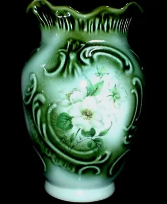 Buy Blakeney Sadler White Wild Rose White Christmas Rose Green 5 3/4 Inch High Vase  • 11.99£
