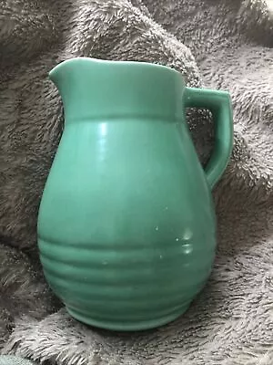 Buy Vintage Govancroft Glasgow Pottery Art Deco Style Jug Vase Green 17cm Stoneware • 10£