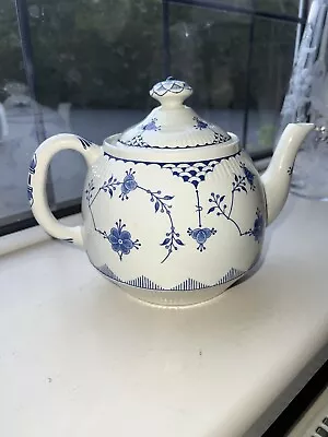 Buy Vintage Furnivals Denmark Blue White Tea Pot England Gift Decor • 29.99£