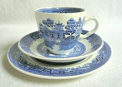 Buy WILLOW PATTERN Vintage TRIO SET - Tea Cup, Saucer, Plate North Staffordshire   • 13£