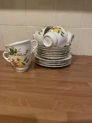 Buy Royal Stafford Yellow Tea Roses Tea Set 18 Items . 6mugs 6cups And 6 Plates. • 60£