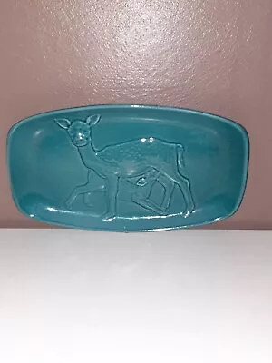 Buy Vintage Poole Pottery Blue Trinket Tray With Deer Pattern • 10£