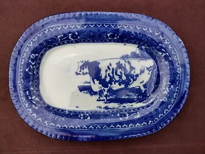 Buy Victoria Ware Ironstone Flow Blue 11.25” X 8” Cow Scene Plate • 35.97£