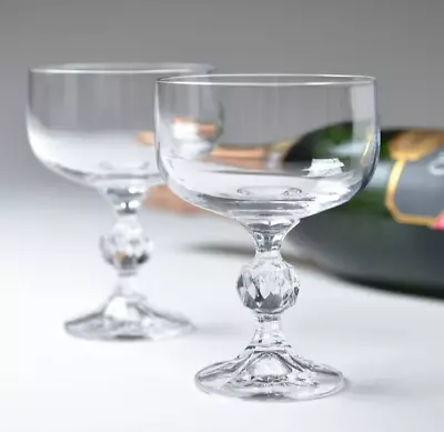 Buy NEW Czech Wine Champagne Cocktail Martini Dessert Crystal Glasses Coupe Set Of 2 • 18.81£