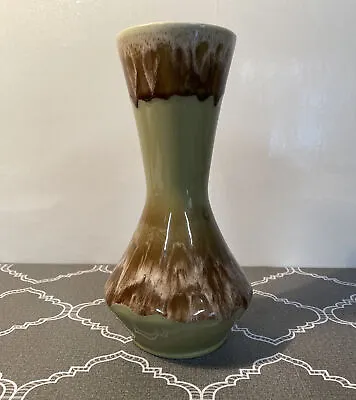 Buy Kingston Pottery Hull Vase Olive Green Drip Glaze 21cm High. Used VGC • 15.67£