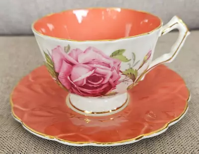 Buy Aynsley Cabbage Rose Orange Crocus Shape Vintage Teacup And Saucer Set RARE • 189£