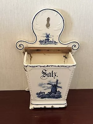 Buy Rare Victorian Staple Restored German Delft Waechterbach Salt Box • 14.50£