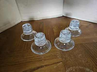 Buy  Set Of 4 Vintage Clear  Glass  Candle Holders Short  2.25  Tall • 18.05£
