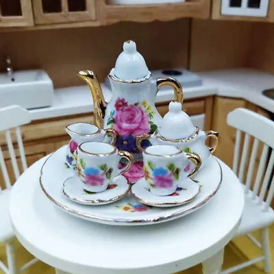Buy 8Pcs 1:12 Dollhouse Miniature Dining Ware Porcelain Tea Set Dish Cup Pl X T TOP2 • 8.39£