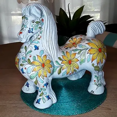 Buy Mancioli Raymor 1960s Italian Majolica Pottery Horse Sculpture Spring Flowers • 422.18£