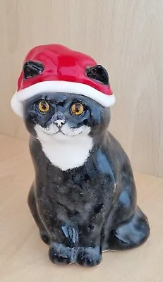 Buy Winstanley Size 2 Pottery Christmas Cat With Cathedral Glass Eyes New Signed (2) • 48£