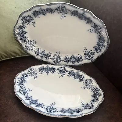 Buy W H Grindley - Clarence - Vintage Flow Blue China - Pair Of Platters 12  & 14  • 13.99£