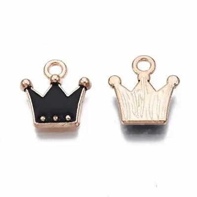 Buy 10 X Crown Charms - White Pink Black & Gold Enamel Crown Charms 1cm • 2.99£
