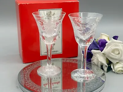 Buy Royal Brierley Crystal Fuchsia Pair Of Sherry Glasses Boxed. • 25.49£