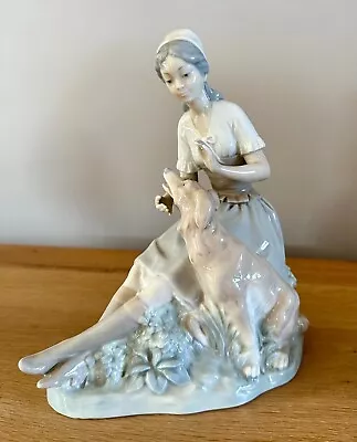 Buy Fine Large Nao By Lladro FIgurine Of Girl With Dog C1990 • 0.99£