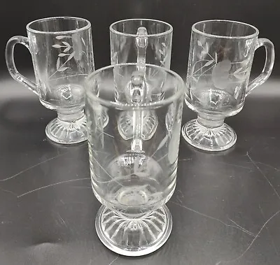 Buy Princess House Heritage Crystal Glassware Etched Footed Irish Coffee Mugs Cups 4 • 20.81£