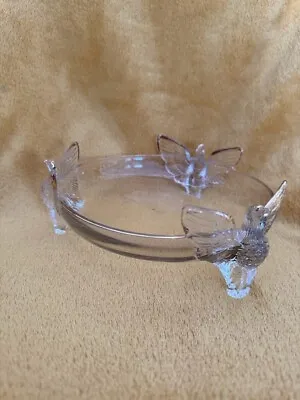 Buy Vintage 1940s Jeannette Depression Glass 3 Footed Toed Eagle Clear Bowl 7 1/4  • 33.26£