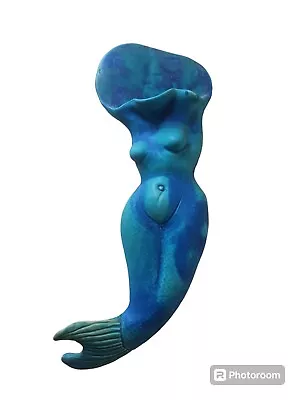 Buy Rare Signed Studio Art Pottery Kim Anderson Voluptuous Blue Mermaid Wall Pocket • 288.15£