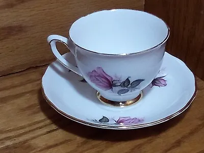 Buy Vintage, Bone China, Colclough Tea Cup & Saucer Pink Roses, Made In England • 28.81£
