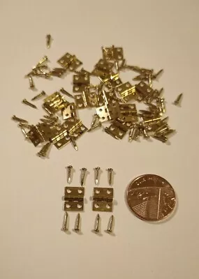 Buy DOLLS HOUSE, 20 MINIATURE GOLD FINISHED HINGES PLUS FITTINGS ( 10mm×8mm ) • 4.99£