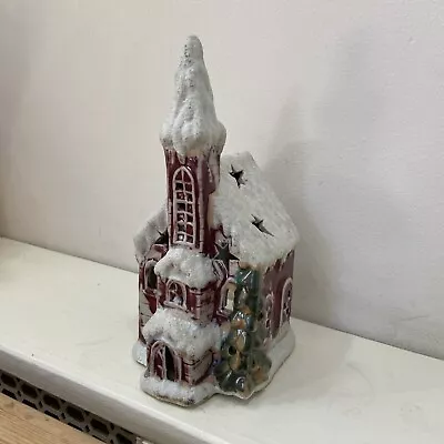 Buy Vintage Pottery Candle Light-up Church Christmas Ornament Windows 9” Tall • 14.99£