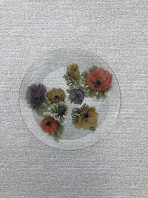 Buy Chance Glass Plate Anemone Painted Glass 6 Inch Plate 15 Cm Gold Rim Vintage • 4.99£