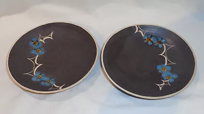 Buy 2 Vintage Marazion Cornish Pottery Sgraffito Blue Flower Dishes Plates • 9.99£
