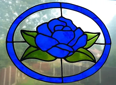 Buy Oval Rose Stained Glass Effect Window Decor Cling • 6.50£