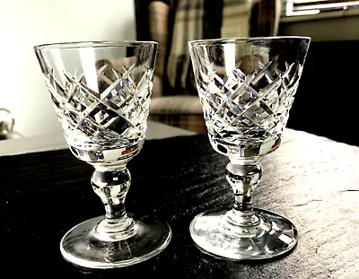 Buy Lovely Pair Of Webb Crystal Cut Liqueur / Shot Glasses • 14£