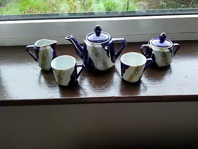 Buy Antique / Vintage Miniature Porcelain Tea Set, Blue & White / Floral Design • 18£