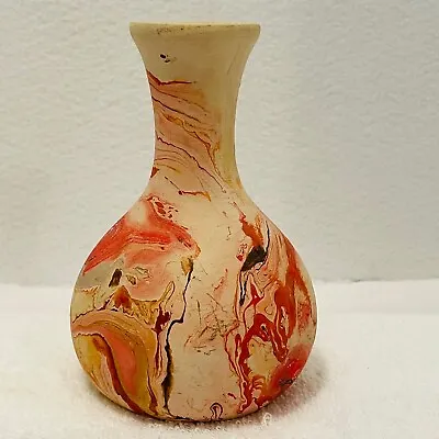 Buy Nemadji Pottery Art Vase 6  Red, Pink Orange Swirl  • 24.01£