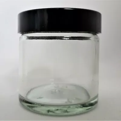 Buy Round Jars Clear Glass Cosmetic Ointment 120ml With Black Lid • 14.99£