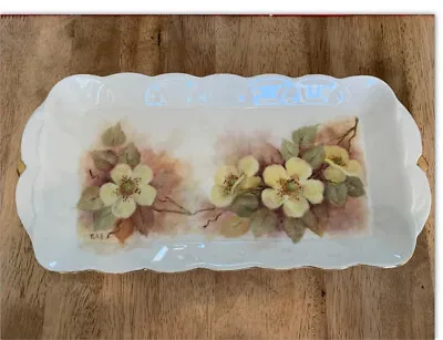 Buy Vintage HAND PAINTED AND SIGNED 1950’s Bavarian  Plate Tray Hypernicum/rose • 13.95£