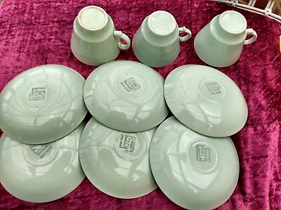 Buy Woods Ware  Beryl  3 Green Cups And  6 Saucers • 4.99£