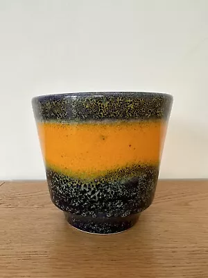 Buy Vintage German Pottery Keramik Fat Lava Planter Pot Mid-century Orange Blue • 40£