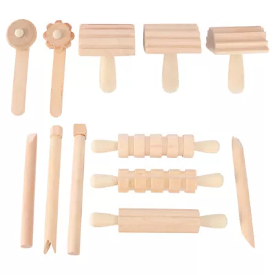 Buy  Clay Tools Kids Dough Roller Wooden Playdough Stamps Pottery Manual • 20.99£