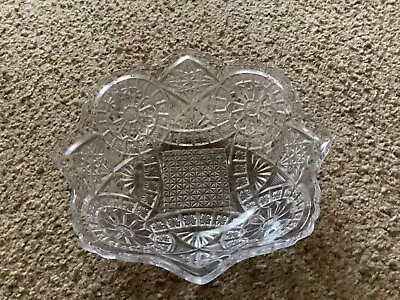 Buy Stunning Vintage Pressed Glass Fruit Bowl With Intricate Pattern • 2£